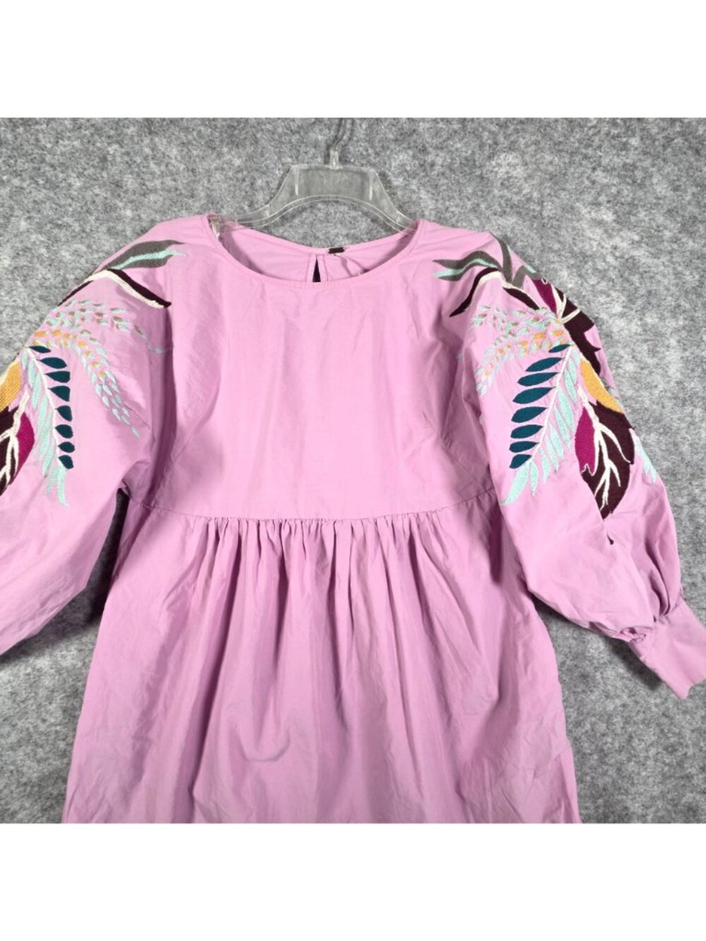 Free People Women’s Mini Obsessions Mini Dress Purple Size S Embroidered Sleeve - Picture 3 of 10